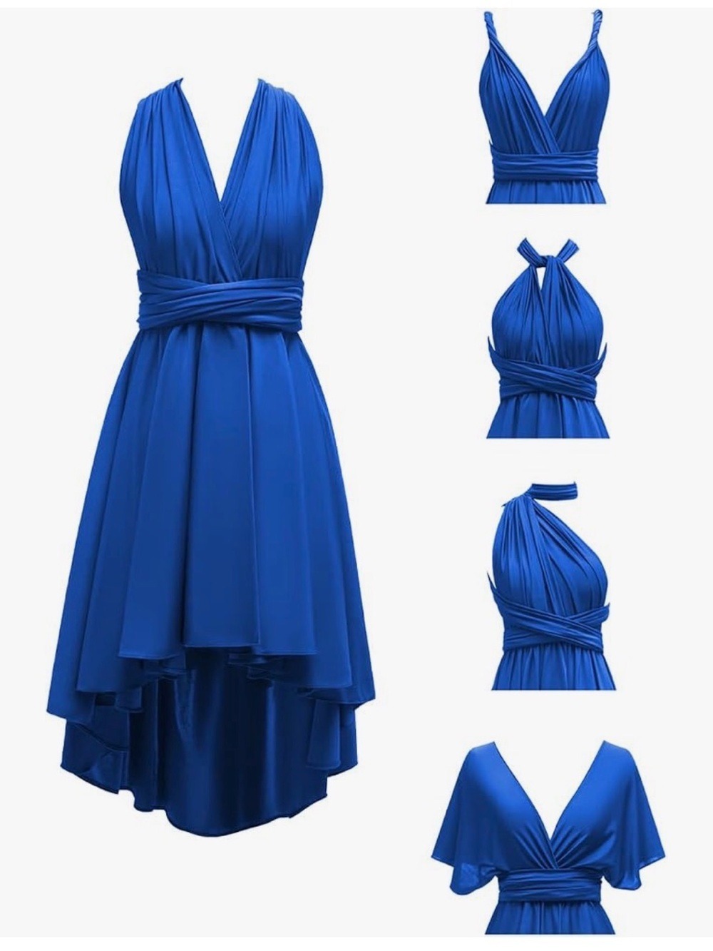 Royal Blue Infinity Convertible High-Low Dress Multiway Wrap Style - Picture 2 of 6